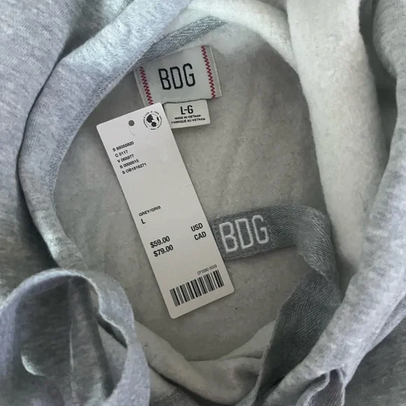 NWT BDG Urban Outfitters Gray Pullover Hoodie Sweatshirt Size L - Picture 5 of 16